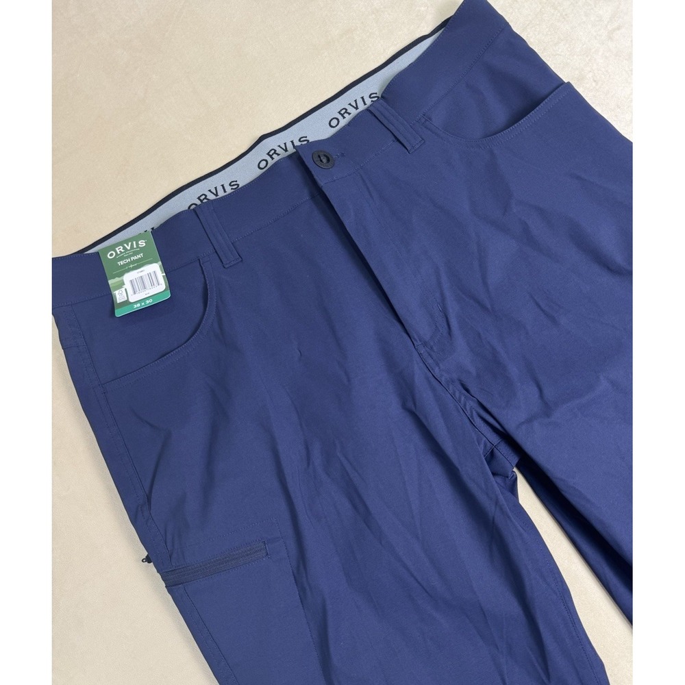 Orvis Tech Pant Mens 38x30 Blue Performance Hiking Water Repellent New